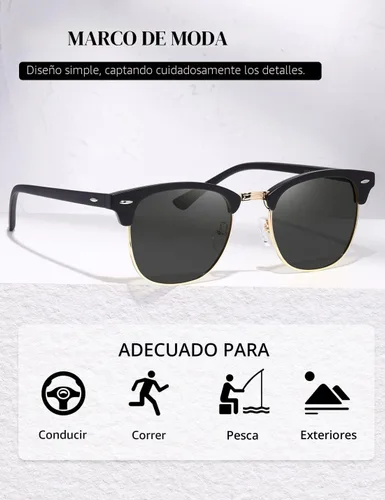Vista 3 de AEVOGUE Semi Rimless Polarized Sunglasses for Women Men, AE0369 2 Pack Negro brillante y negro mate C1