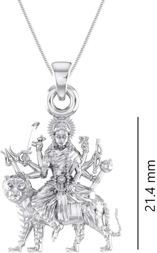 Vista 3 de Generic Colgante de plata de ley 925 de pureza para hombres y mujeres plata pura Durga Maa medallón para buena salud y riqueza