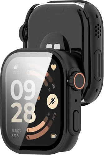 Vista 4 de FitTurn Funda protectora de pantalla compatible con Redmi Watch 6 Watch con funda de vidrio templado HD, marco de color [cobertura completa 3D]