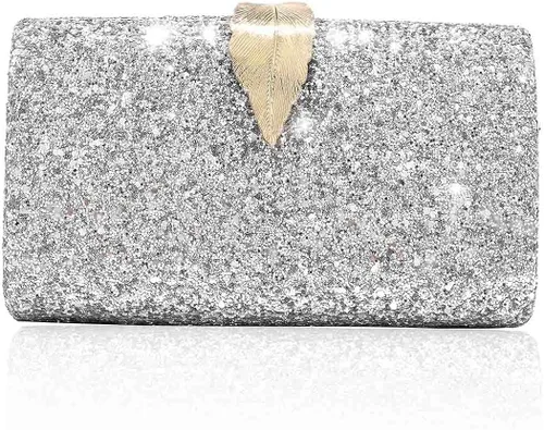 Vista 2 de Yokawe Bolso de noche con purpurina para mujer, bolso de mano con embrague, bolso cruzado para bodas, fiestas, bailes, cócteles