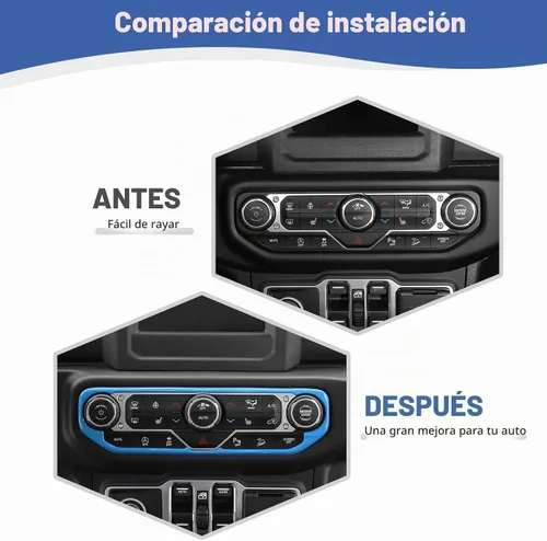 Vista 3 de RT-TCZ para Wrangler JL Cubierta de interruptor de aire acondicionado centro del tablero Trim Marco Azul bebé para Jeep Wrangler JL JLU Gladiator JT