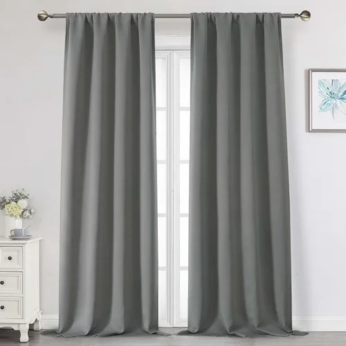 Vista 11 de Cortinas opacas para dormitorio, sala de estar, juego de 2 paneles de 54 pulgadas de largo, cortinas de oscurecimiento de habitación con aislamiento
