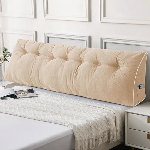 Vista 56 de Sasttie Almohada de Cabecera Queen, Almohada de Cuña de Cabecera para Sentarse en la Cama, Cojín Triangular con Soporte de Respaldo para Leer - Con
