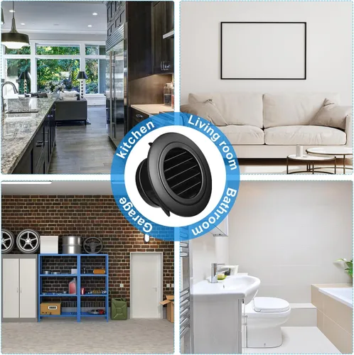 Vista 5 de VIHOSE 12 piezas de 4 pulgadas ABS redondo cubierta de ventilación de plástico Soffit escape baño negro cubierta de ventilación con mosquitera