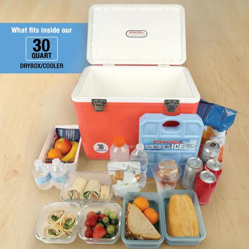 Vista 7 de Engel UC30 30qt a prueba de fugas, hermético, enfriador de caja de secado y caja de almuerzo rígida Azul