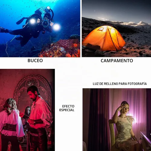 Vista 3 de Suptig Iluminación de video Luz de buceo Luces subacuáticas 72 luces LED compatibles con Gopro Canon, Nikon, Pentax, Panasonic, Sony, Samsung