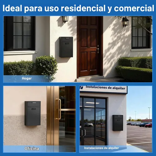 Vista 8 de Caja fuerte de buzón de pared con cerradura para negocios - Caja de seguridad resistente de 1.2mm con código - Caja de seguridad vertical a prueba