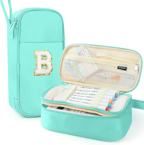 Vista 36 de Estuche Grande para Lápices, Bolsa de Lápices de Gran Capacidad, Bolsa de Lápices Personalizada con Inicial con Cremallera Suave, Múltiples