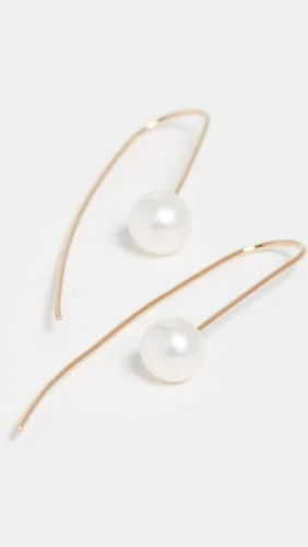 Vista 4 de Pendientes de alambre de perlas cultivadas en agua dulce blanco de 14 quilates para mujer
