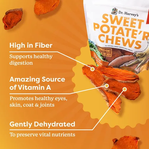 Vista 6 de Dr. Harvey's Masticables de batata para perros, golosinas para perros pequeños, medianos y grandes, aperitivos naturales para entrenamiento, dientes
