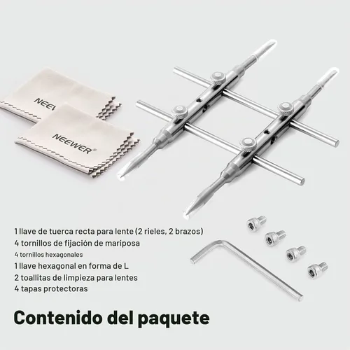 Vista 9 de NEEWER Llave de anillo de lente de acero inoxidable, herramienta profesional de doble cara curva con puntas planas/puntiagudas para quitar lentes