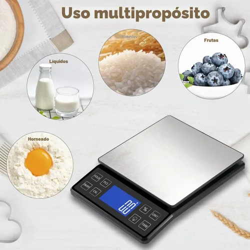 Vista 9 de SEMIER Báscula digital de cocina con alta precisión de 0.1 g/0.001 oz, báscula de panadería de alimentos de 5 kg/11 lb con % de función