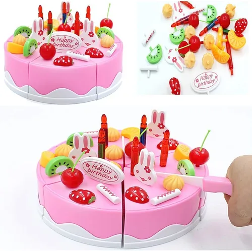 Vista 2 de Juego de 38 piezas de decoración de pastel de fiesta de cumpleaños de corte de bricolaje, juego de comida de cocina para corte de frutas, regalo