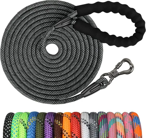 Vista 29 de NTR Correa de perro de 3 pies resistente, Correas de perro de cuerda verde con gancho giratorio y con candado y mango acolchado cómodo, Correa
