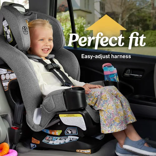 Vista 6 de Asiento de coche convertible Graco Extend2Fit 3 en 1 para bebé, orientación hacia atrás y hacia adelante, panel de extensión ajustable para espacio