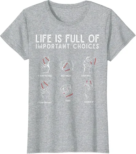Vista 34 de Tipos de béisbol Pitches Life Choices Jugador Camiseta