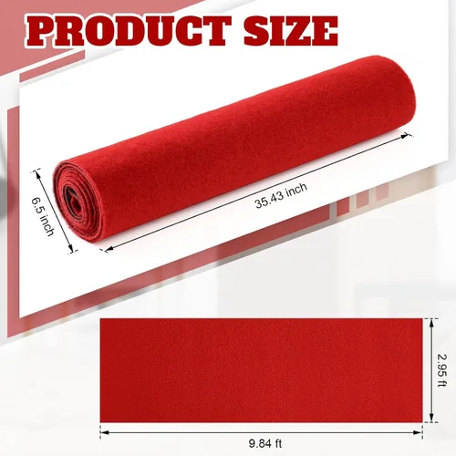 Vista 3 de Timgle Alfombra roja de 3 x 10 pies y 0.3 pulgadas de grosor para fiesta, antideslizante, alfombra de cocina, lavable, alfombra roja, decoración