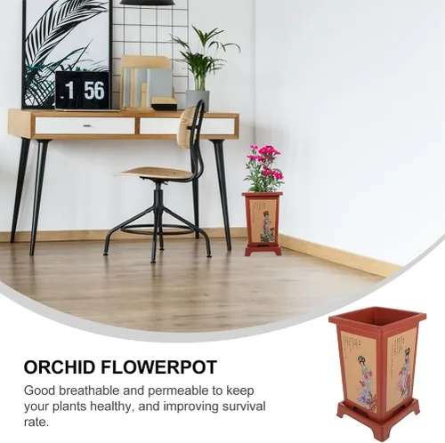 Vista 9 de Happyyami 4 juegos de macetas de orquídeas grandes macetas de cerámica para cactus maceta decorativa para suculentas, maceta redonda grande