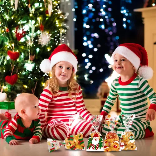 Vista 7 de YUJUN 160 bolsas de celofán de Navidad, suministros para fiestas