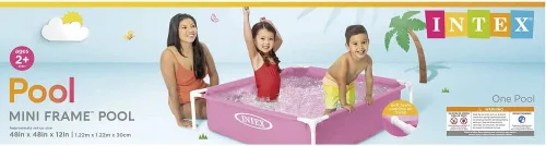 Vista 3 de Intex Mini marco sobre el suelo piscina rosa 48 x 48 x 12 pulgadas