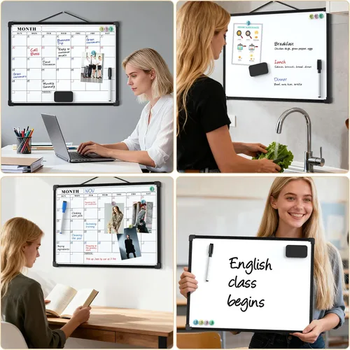 Vista 8 de MaxGear - Calendario mensual de borrado en seco para pared, 16 x 12 Negro