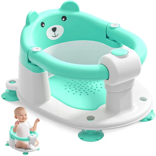 Vista 10 de Asiento de baño para bebés de 6 meses en adelante, asientos de baño antideslizantes para bebés sentados, silla de bañera segura para bebés y recién