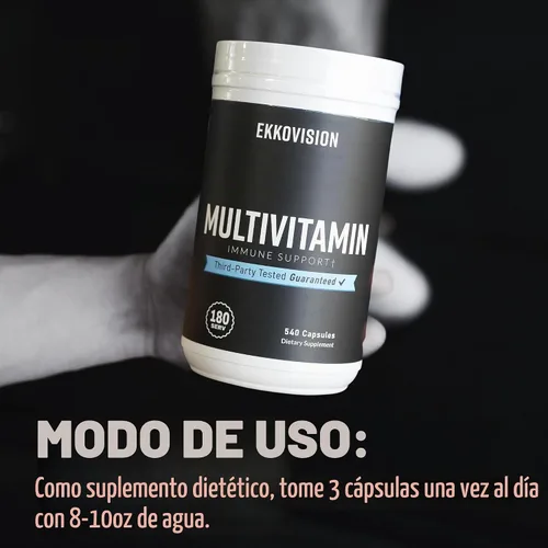 Vista 4 de Ekkovision Multivitamínico, a base de plantas, 90 porciones, 270 cápsulas vegetales