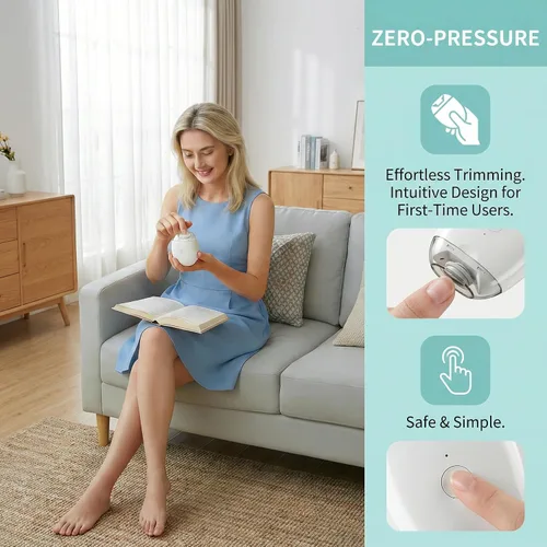 Vista 6 de Molinillo automático de uñas 3 en 1 y cortaúñas, con luz LED y 3 velocidades para recortar silenciosamente 360°, cuidado de uñas suave e indoloro