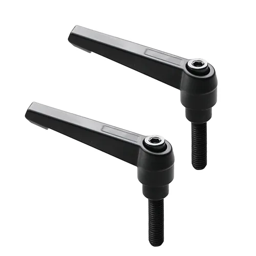 Vista 12 de 12 manijas de plástico de flor recta negra, tornillos de ala de acero al carbono M6x10mm, tornillos de sujeción