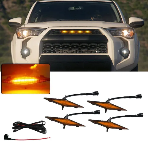 Vista 9 de 3 luces LED ámbar de lente ámbar compatibles con parrilla 4Runner TRD Pro 2014-2019 SR5 TRD todoterreno Limited TRO Pro
