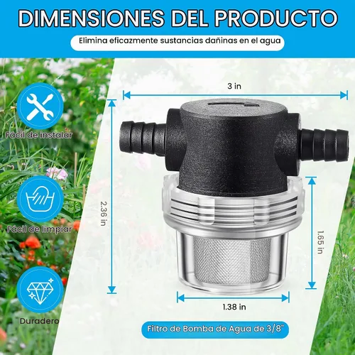 Vista 2 de 1 Piece Water Pump Strainer 3/8 ID Hose Barb with Mesh Filter Screen