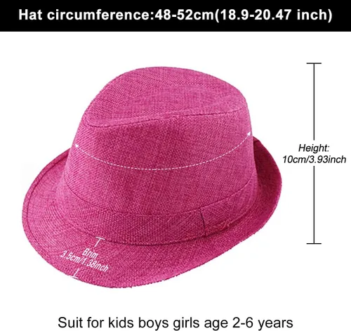 Vista 17 de ECYC Sombreros de jazz para niños, gorras de lino de color sólido para niños