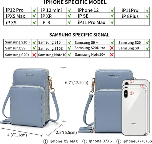 Vista 3 de Bolso chico en bandolera de mujer para celular minicartera tarjetera monedero de manohombro