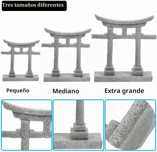 Vista 6 de livelyfish Decoración de pecera de puerta sintoísta japonesa Torii, estatua asiática de acuario, estatua asiática, santuario de Japón, puente