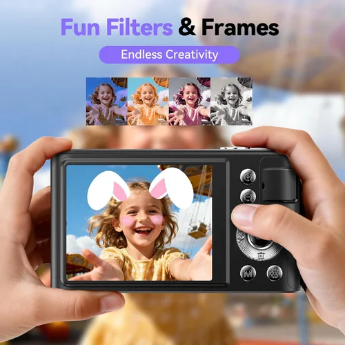 Vista 3 de Cámara digital 4K para niños: Cámaras de 48MP para fotografía de adolescentes - Cámara fotográfica con enfoque automático Regalos para niños de 5 a