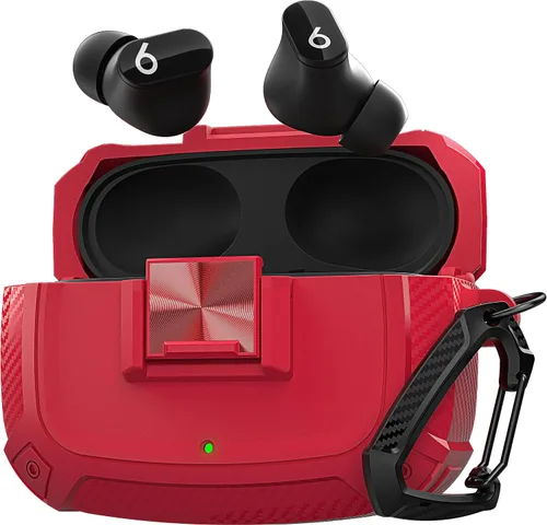 Vista 10 de Maxjoy Funda para Beats Studio Buds, Studio Buds Plus 2023 con cerradura, Studios Bud + fundas protectoras a prueba de golpes con llavero para Beats