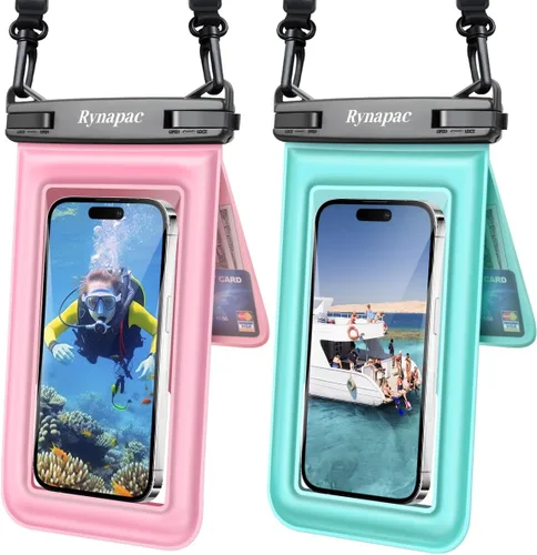 Vista 9 de [Hasta 8.5 pulgadas] Bolsa impermeable para teléfono flotante, doble bolsa impermeable con cordón para iPhone 16 15 Pro Max, Galaxy S25 S24 Ultra