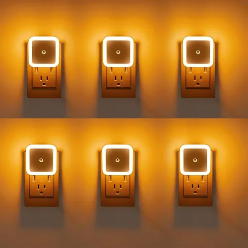 Vista 9 de Paquete de 6 luces nocturnas LED azules enchufables, sensor de atardecer a amanecer encendido y apagado automático, eficientes energéticamente