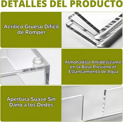 Vista 4 de Kordory Bandeja con soporte para toallas de invitados de acrílico para baño, soporte transparente rectangular para servilletas de baño para cocina