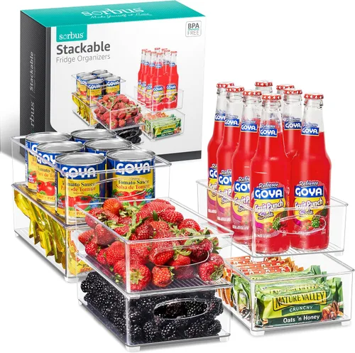 Vista 9 de Sorbus Contenedores organizadores apilables para refrigerador, contenedores de almacenamiento transparentes para despensa de cocina, congelador