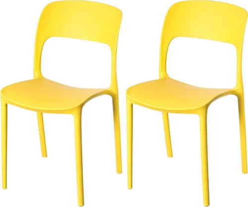 Vista 16 de Silla de comedor moderna de plástico para exteriores con respaldo curvado abierto, color negro