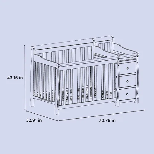 Vista 8 de Storkcraft Portofino - Cuna convertible 5 en 1 y cambiador (Espresso) - Combo de cuna y cambiador con 3 cajones, incluye cambiador de bebé, se