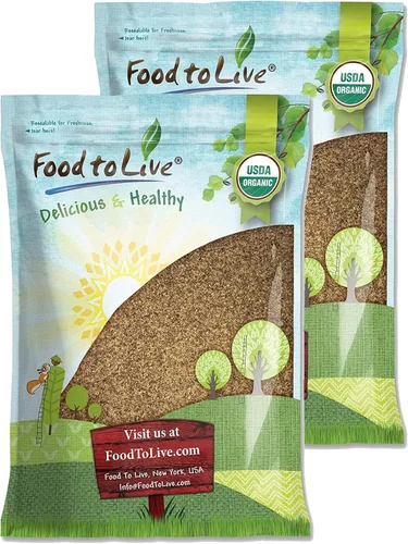 Vista 8 de Harina de linaza marrón orgánica, 1 libra, sin OMG, kosher, molida en frío a partir de semillas enteras crudas, polvo puro, superalimento vegano, a