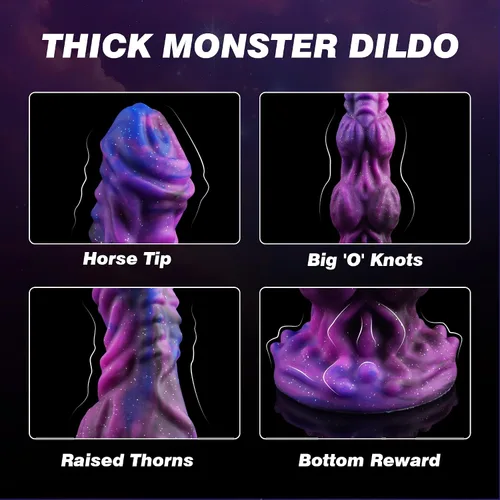 Vista 9 de Consolador Monstruo Fantasía Caballo de 9.6 pulgadas con 2 Nudos Grandes, Consoladores de Nudo Enorme Gruesos Estilo Perro Dragón con Ventosa
