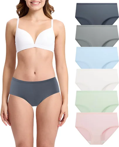 Vista 13 de BAMBOO COOL Ropa interior transpirable de malla de bambú para mujer, bragas de absorción de humedad, suaves y ligeras Multicolor A (paquete de 6)