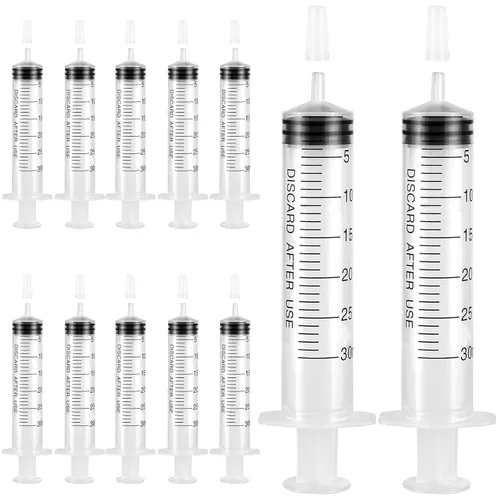 Vista 19 de Paquete de 24 jeringas de plástico de 0.0 fl oz con tapas, estériles, selladas individualmente para rellenar líquidos precisos, medir y alimentar