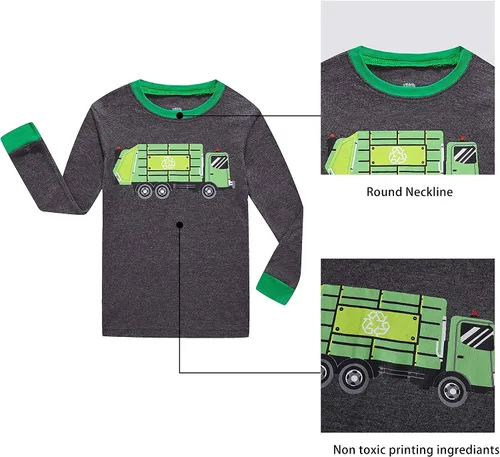 Vista 3 de KikizYe Conjunto de pijamas para niños y niñas pequeños, 100% algodón, ropa de dormir