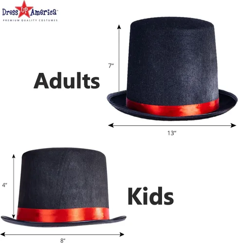 Vista 3 de Dress Up America Top Hats para niños y adultos, sombrero de fiesta de mago negro, sombrero de esmoquin formal, unisex