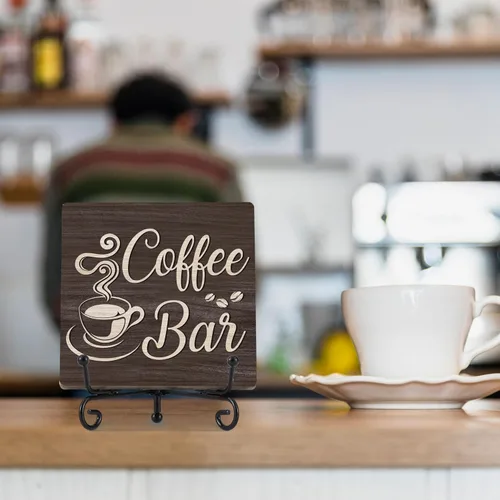 Vista 6 de Decoración de cafetería, divertidos letreros de café para mesa de cocina de granja, accesorios esenciales de estación de café, accesorios de café