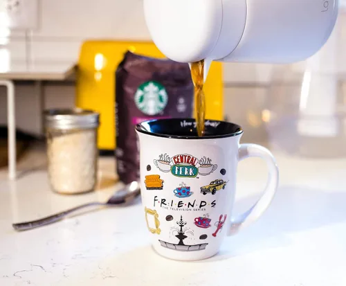 Vista 4 de Silver Buffalo - Taza de cerámica con el logotipo de Central Perk de la serie Friends, de borde ancho, de 16 onzas